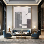 “Layered Rectangles: Gray, White Abstract” - Subtle Abstract Painting On Canvas DS396