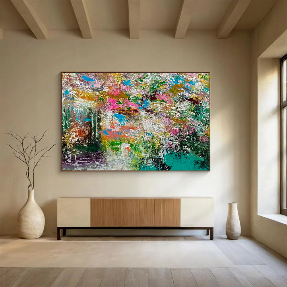 “Vibrant Color - Explosion Abstract” - Textured Oil Painting on Canvas DKS919
