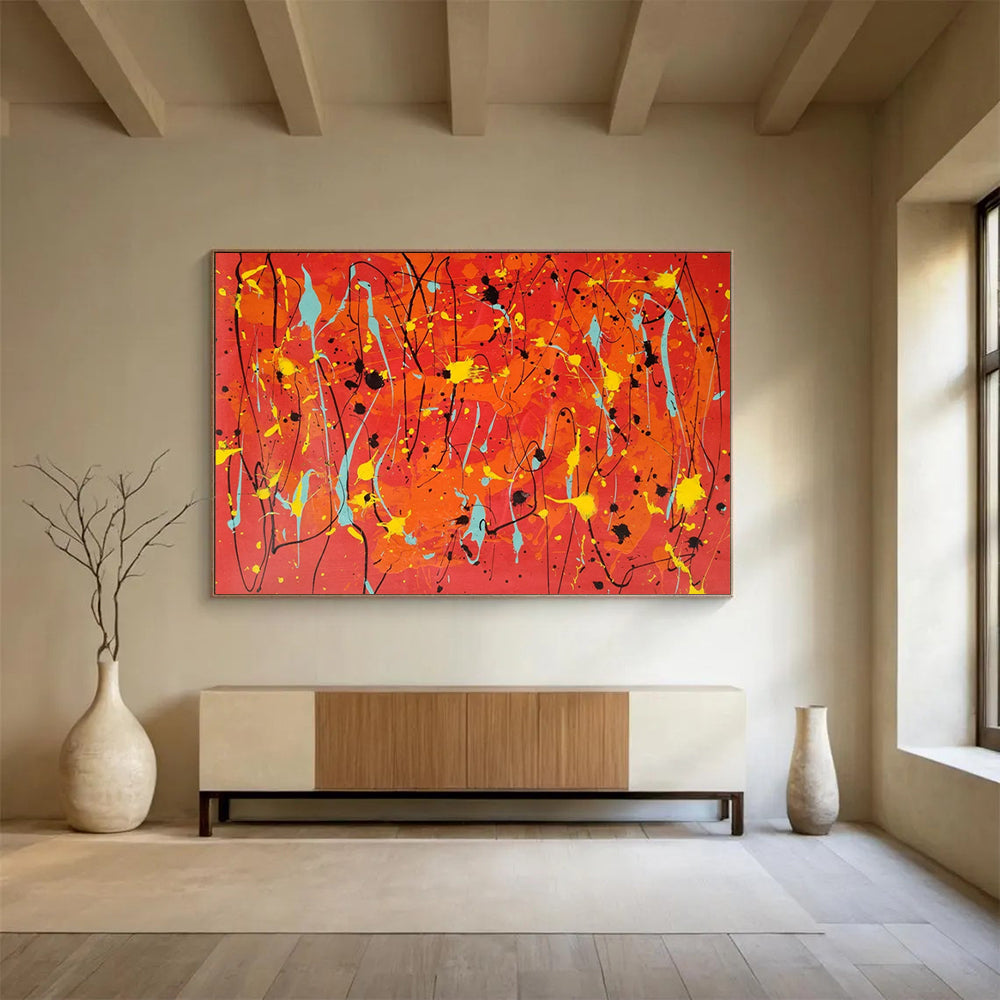 “Red - Yellow - Blue Drizzle” - Abstract Expressionist - Painting On Canvas PT1725