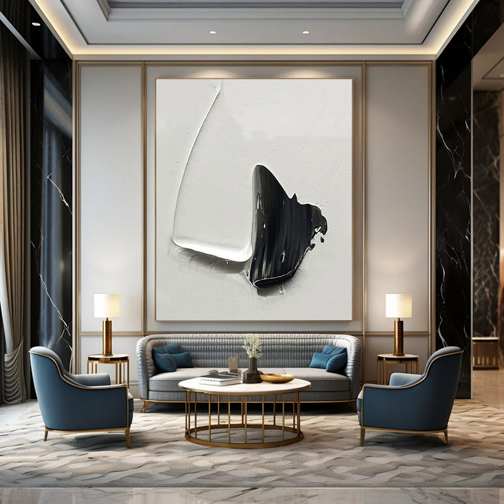 “Contrasting Black and White” - Abstract, Graphic - Styled Painting On Canvas PT1671