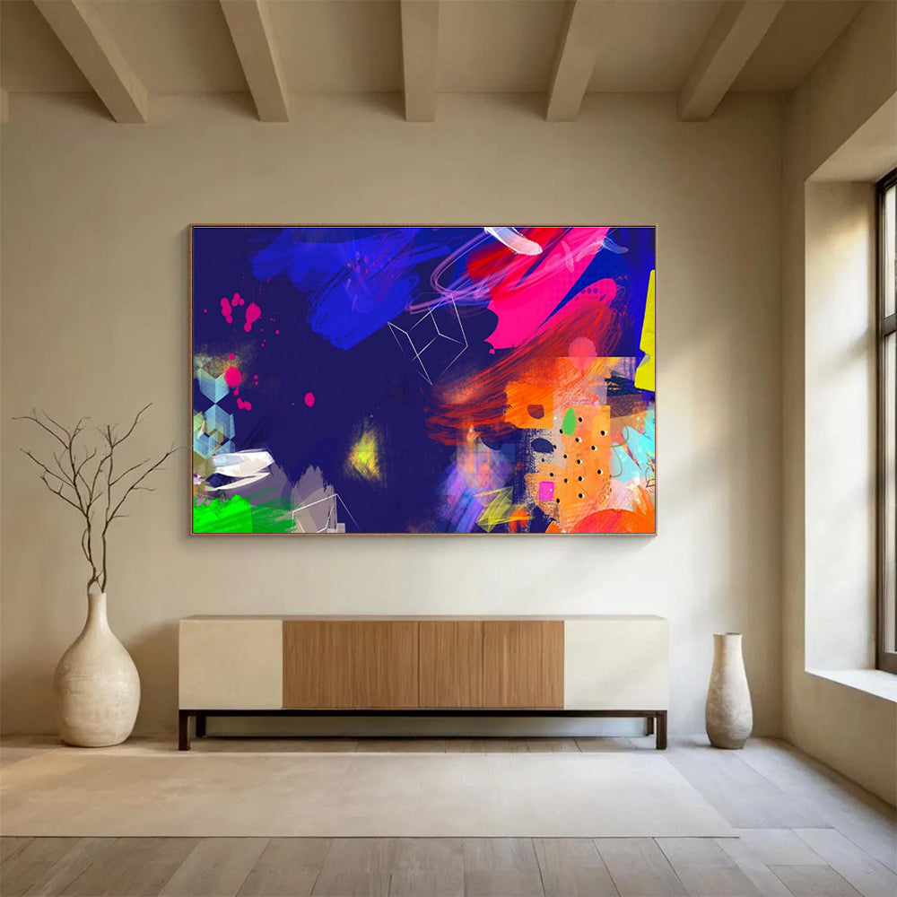 “Neon - Dark Abstract Explosion” Abstract Painting On Canvas DKS202