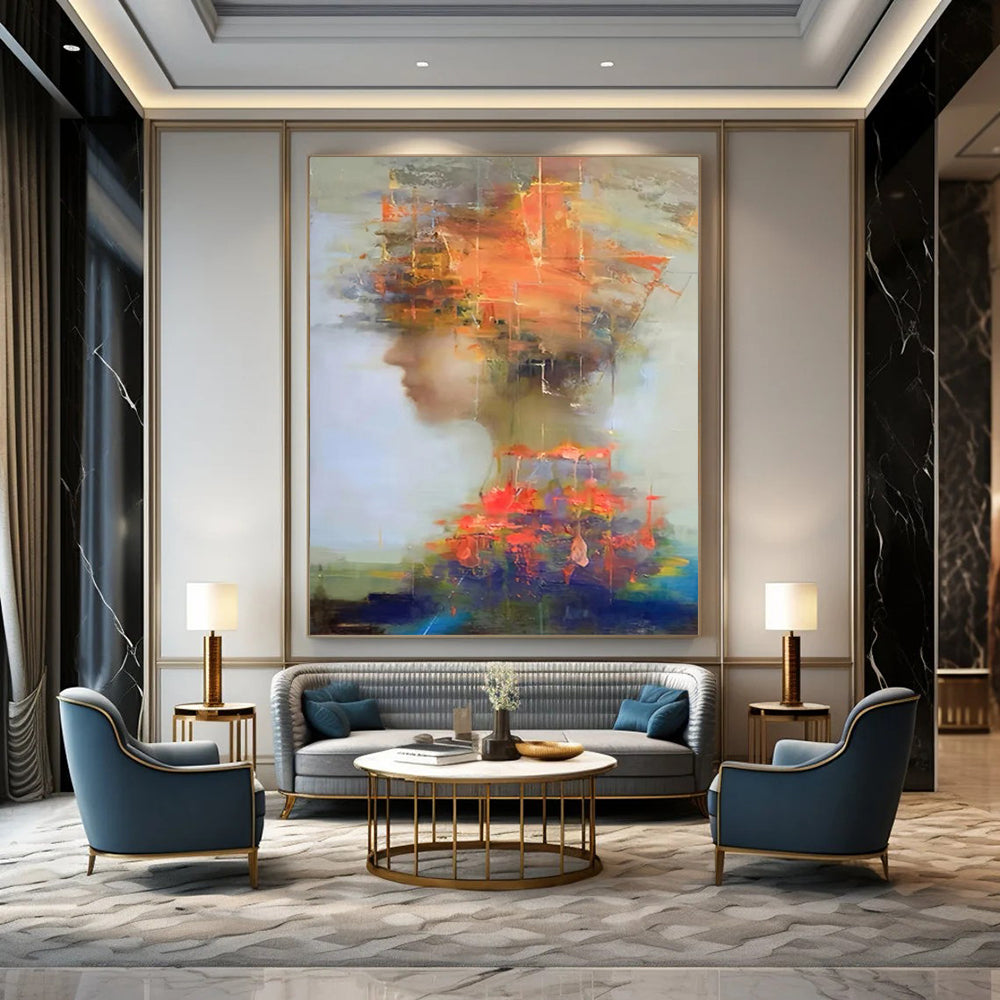 “Colorful Fragmented Portrait” - Vibrant Figurative Painting On Canvas DS318