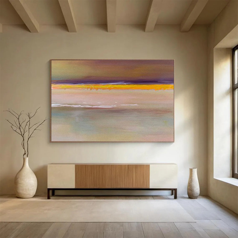 Minimalist Color Block Horizon - Simplistic Landscape Painting On Canvas DKS373