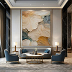 “Beige - Gray - Green Floral Relief” - 3D - Inspired Floral Painting On Canvas PT1385