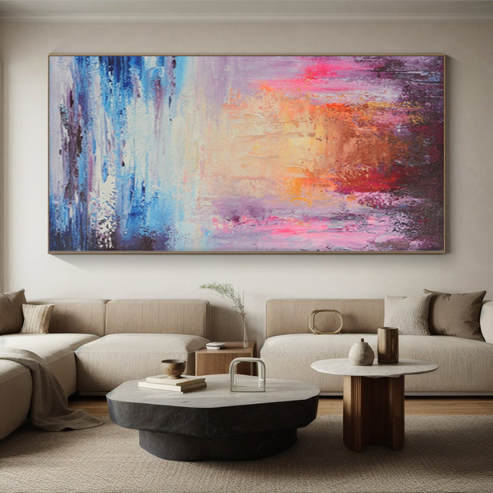“Colorful Abstract Seaside Sunset” - Abstract Impressionist Painting On Canvas PS0028