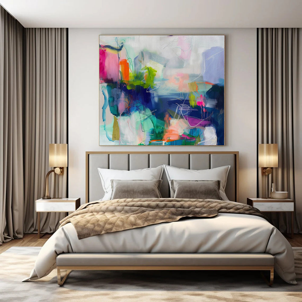 Vivid Colors with Dynamic Brushstrokes "Color Carnival" Abstract Painting On Canvas PS1174