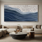 “Textured Blue - White Flow” - Textured Abstract Painting On Canvas PS0425