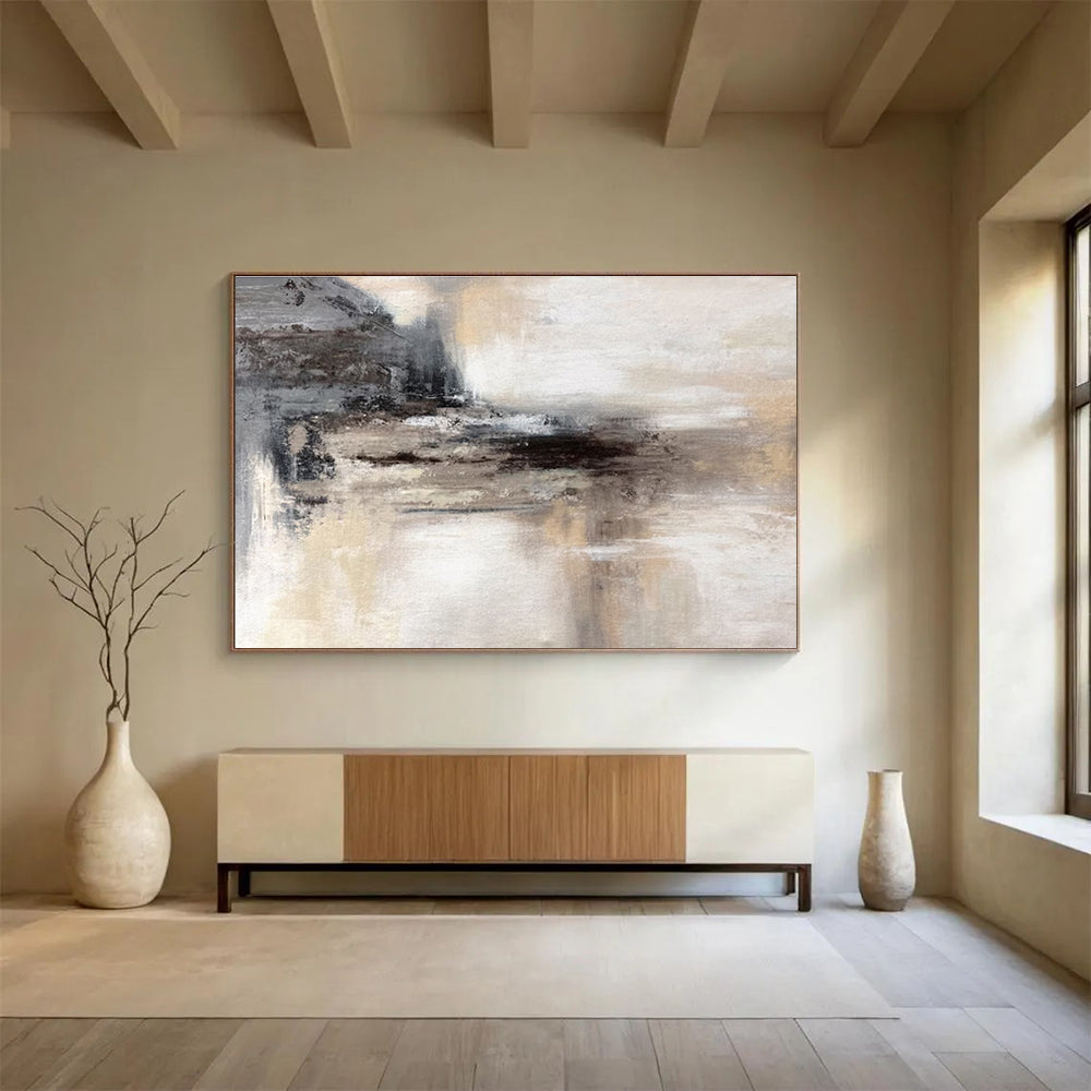 “Grey - Brown Misty Landscape” Abstract Painting On Canvas DKS282