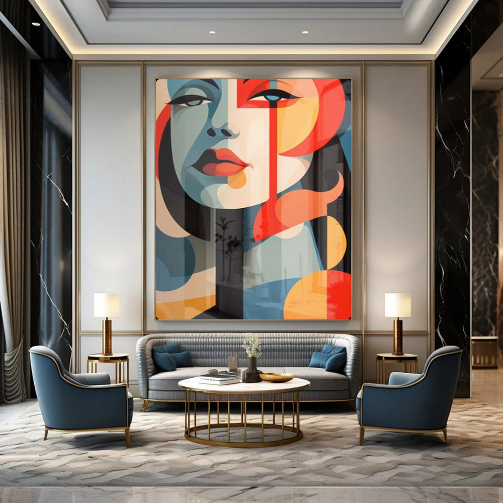 “Color - Blocked Abstract Face” - Modern Pop - Art Painting On Canvas PT2172