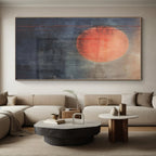 “Red - Gray Abstract Sun” - Red, Gray Abstract Painting On Canvas PS0452