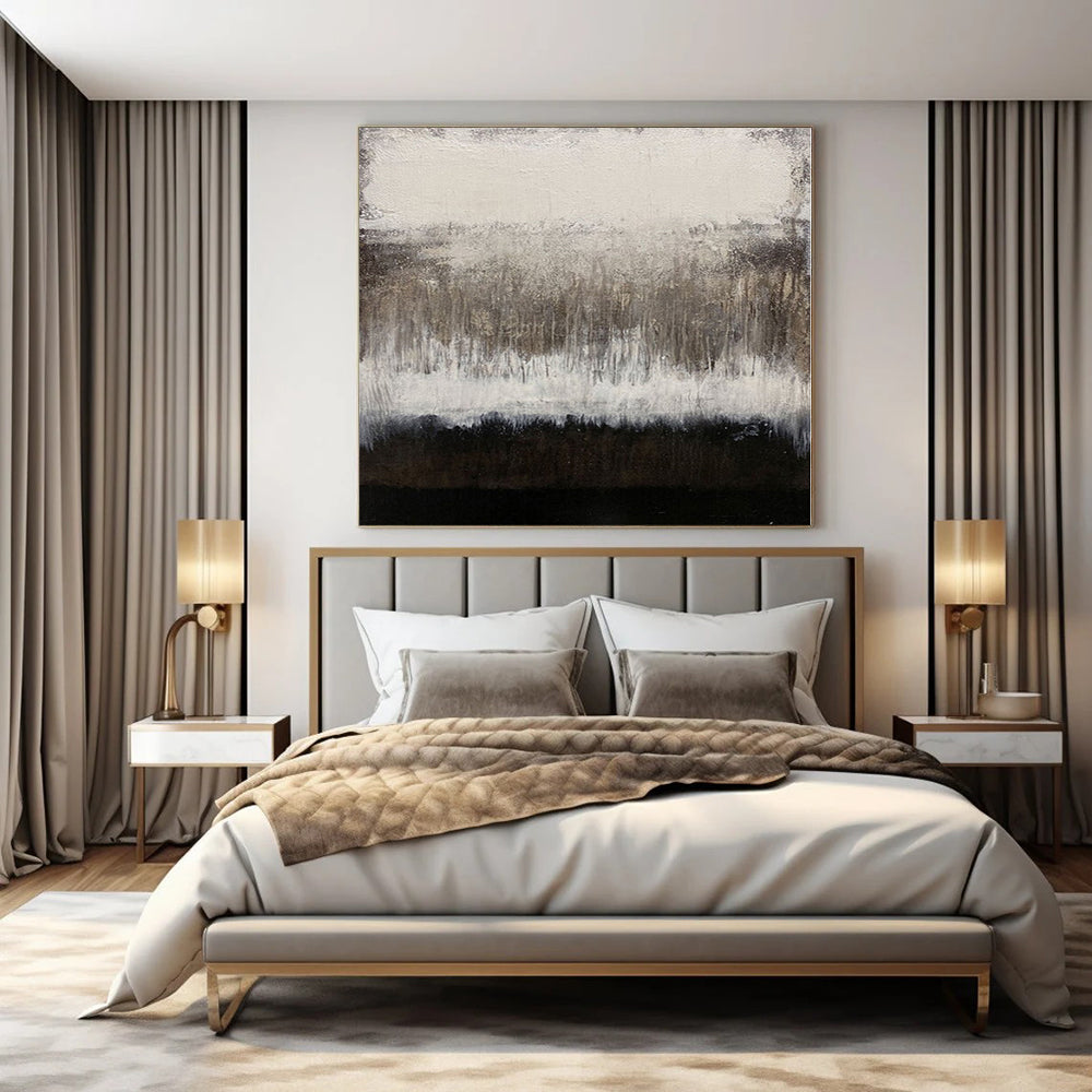 Gray, Black and White with Textured Drips "Moody Melancholy" Abstract Painting On Canvas PS1137