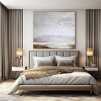 Gray, White and Brown with Soft Textures "Quiet Horizon" Abstract Landscape Painting On Canvas PS1149
