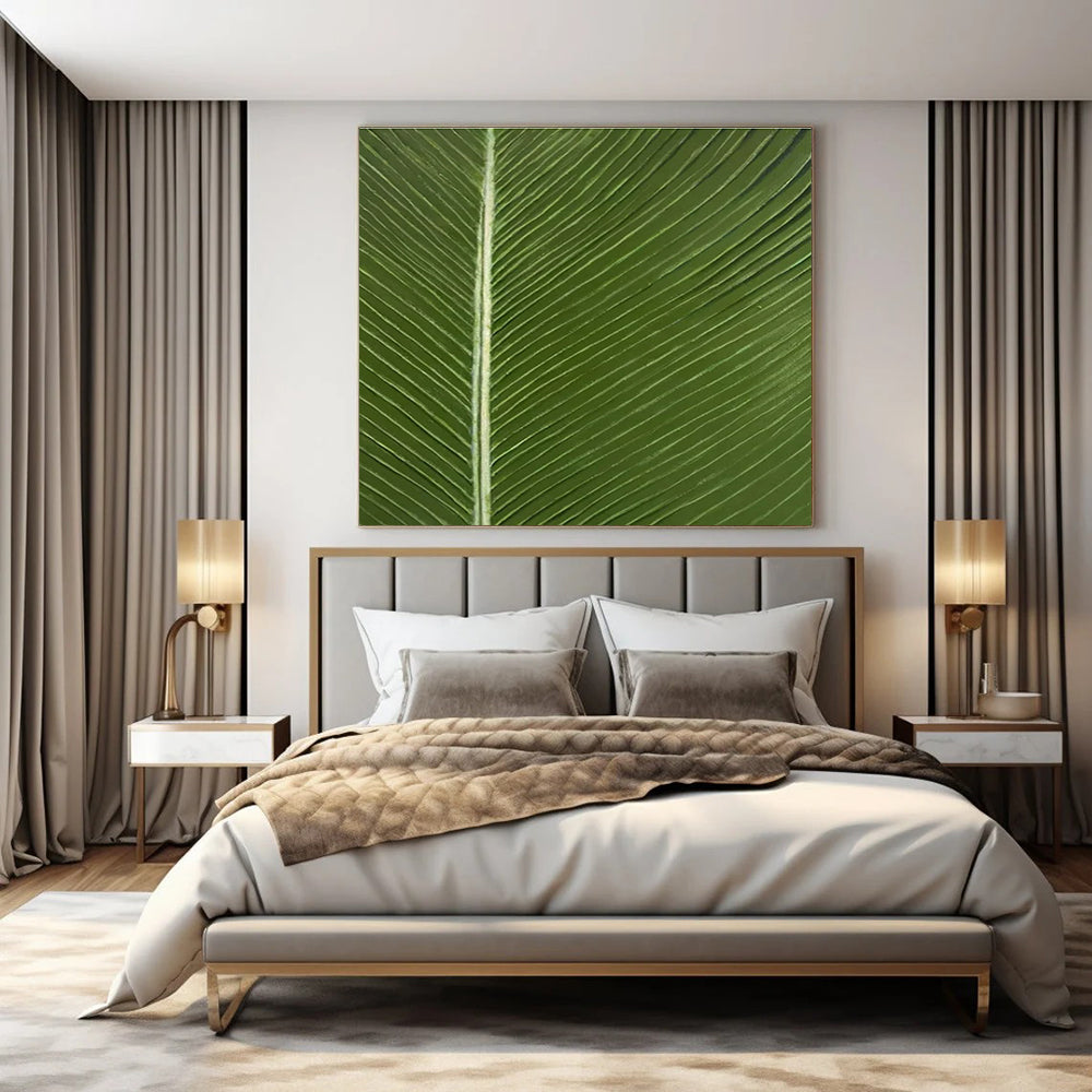 Green with Leaf Veins "Nature’s Blueprint" Abstract Painting On Canvas PS1429