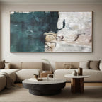 “Teal - Grey Abstract Water Forms” - Moody Abstract Painting On Canvas PS0324