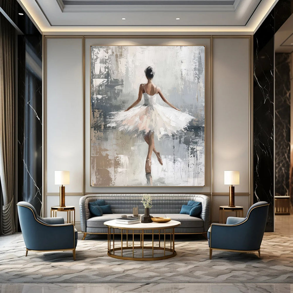“Ballerina in White” - Impressionistic Oil Painting On Canvas PT2174