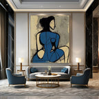 “Abstract Blue - Figure Cubist Style” - Cubist - Inspired Figure Painting On Canvas PT1417