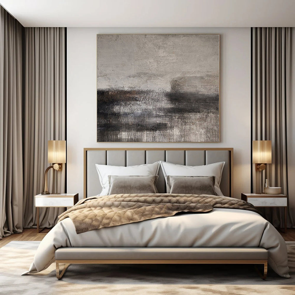“Gray - Black Textured Abstract” - Moody Abstract Painting On Canvas PS0112