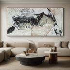 “Black - White - Grey Abstract Dynamic Forms” - Edgy Abstract Painting On Canvas PS0369