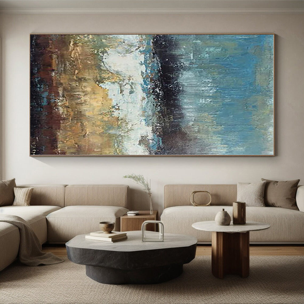 “Blue & Brown Landscape Abstract” - Abstract Landscape Painting On Canvas PS0420