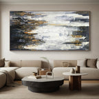“Grey - Gold Abstract Urban Silhouettes” - Luxe Abstract Painting On Canvas PS0299