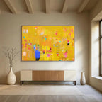 Bright Yellow Abstract Energy Painting On Canvas DKS038