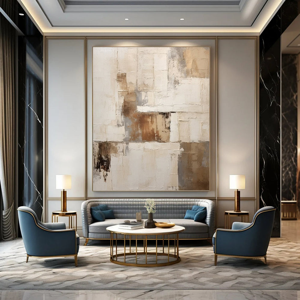 “Neutral Textured Abstract” - Minimalist Abstract Painting On Canvas PT1310