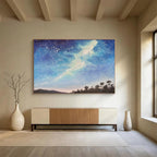 Starry Night Sky Over Silhouetted Land Celestial Landscape Painting On Canvas DKS114