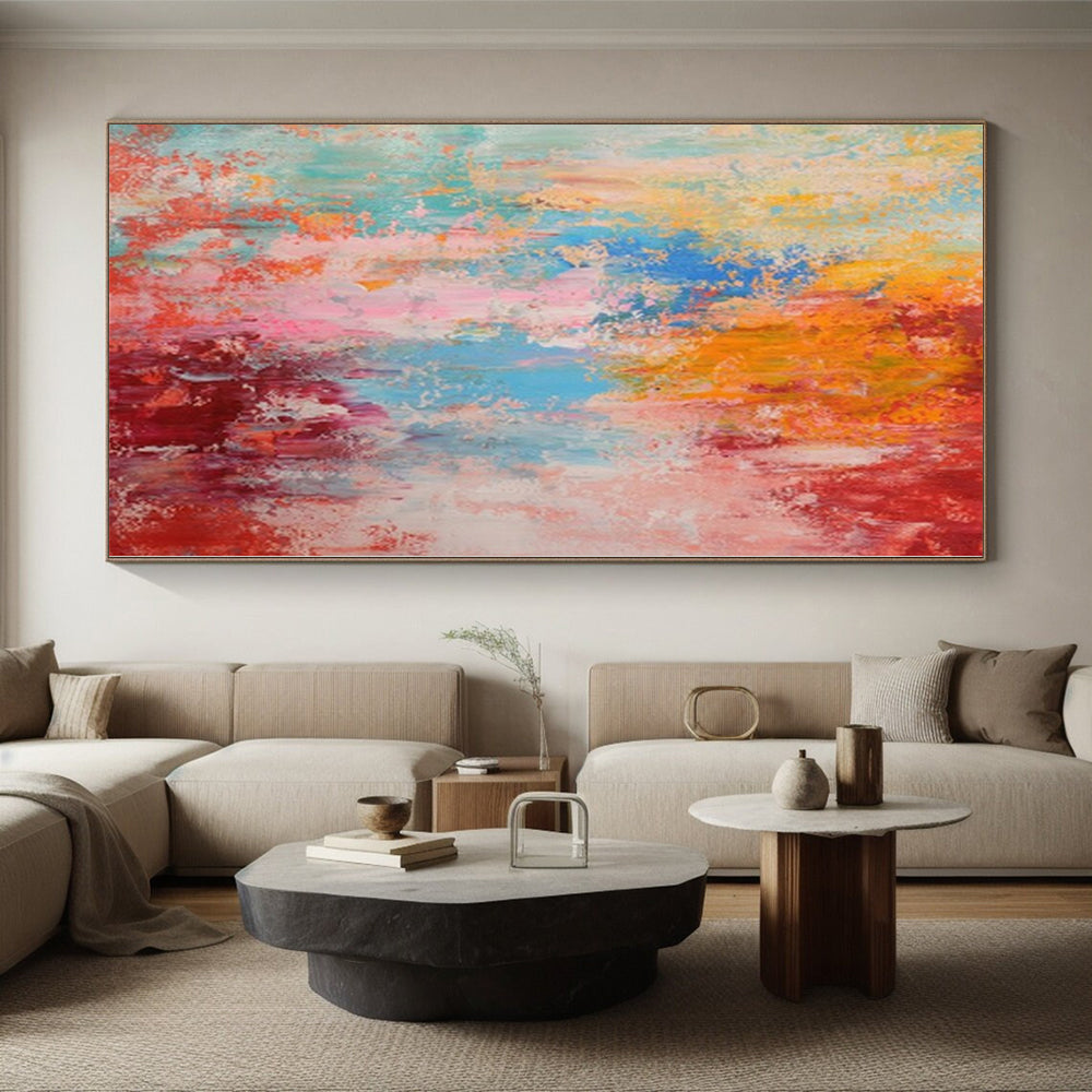 “Rainbow - Toned Abstract Burst” - Abstract Expressionist Painting On Canvas PS0030