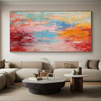 “Rainbow - Toned Abstract Burst” - Abstract Expressionist Painting On Canvas PS0030