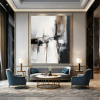 White - Black - Brown Abstract Structure, In the Style of Barnett Newman, Painting On Canvas PT2087