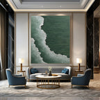 “Green and White Coastal Waves” - Seascape, Green - and - White Painting On Canvas PT1501