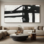 “Textured Black - White Abstract Cross” - Tactile Abstract Painting On Canvas PS0279