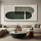 “Green Geometric Shapes” - Green, Gray Abstract Geometric Painting On Canvas PS0674