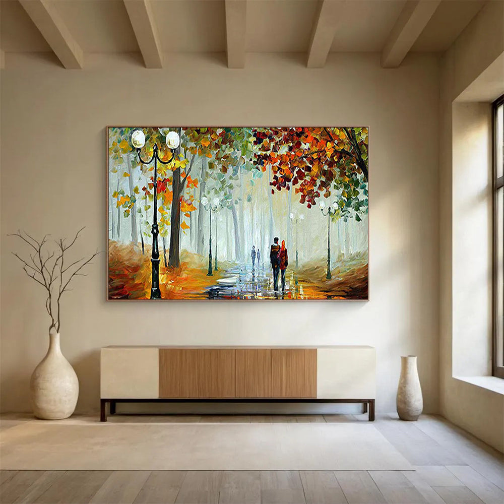 “Autumn Stroll in the Park” - Impressionistic Figure Painting On Canvas PT225