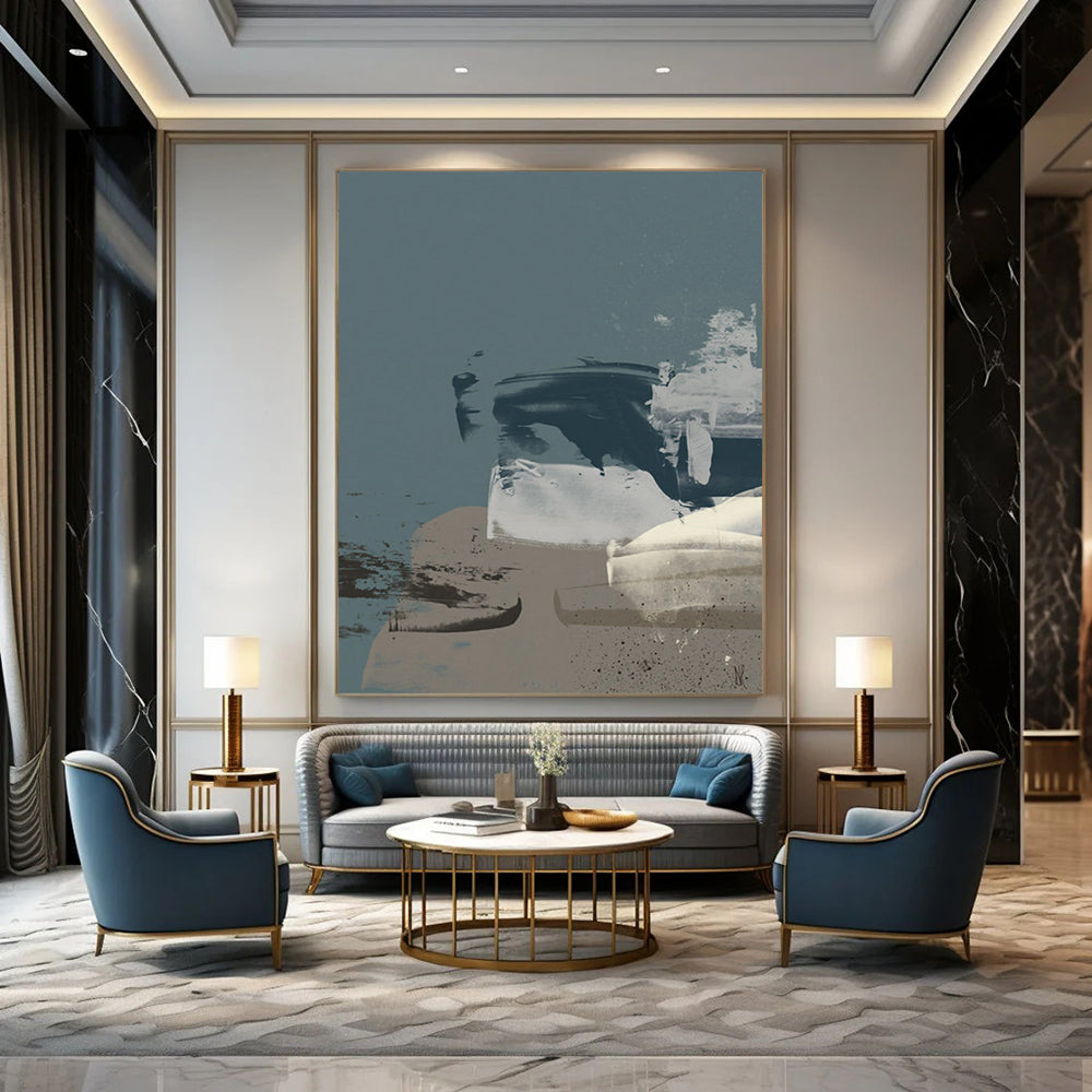 “Contrasting Tones Abstract” - Dark & Light Shapes with Subtle Textures Painting On Canvas DS242