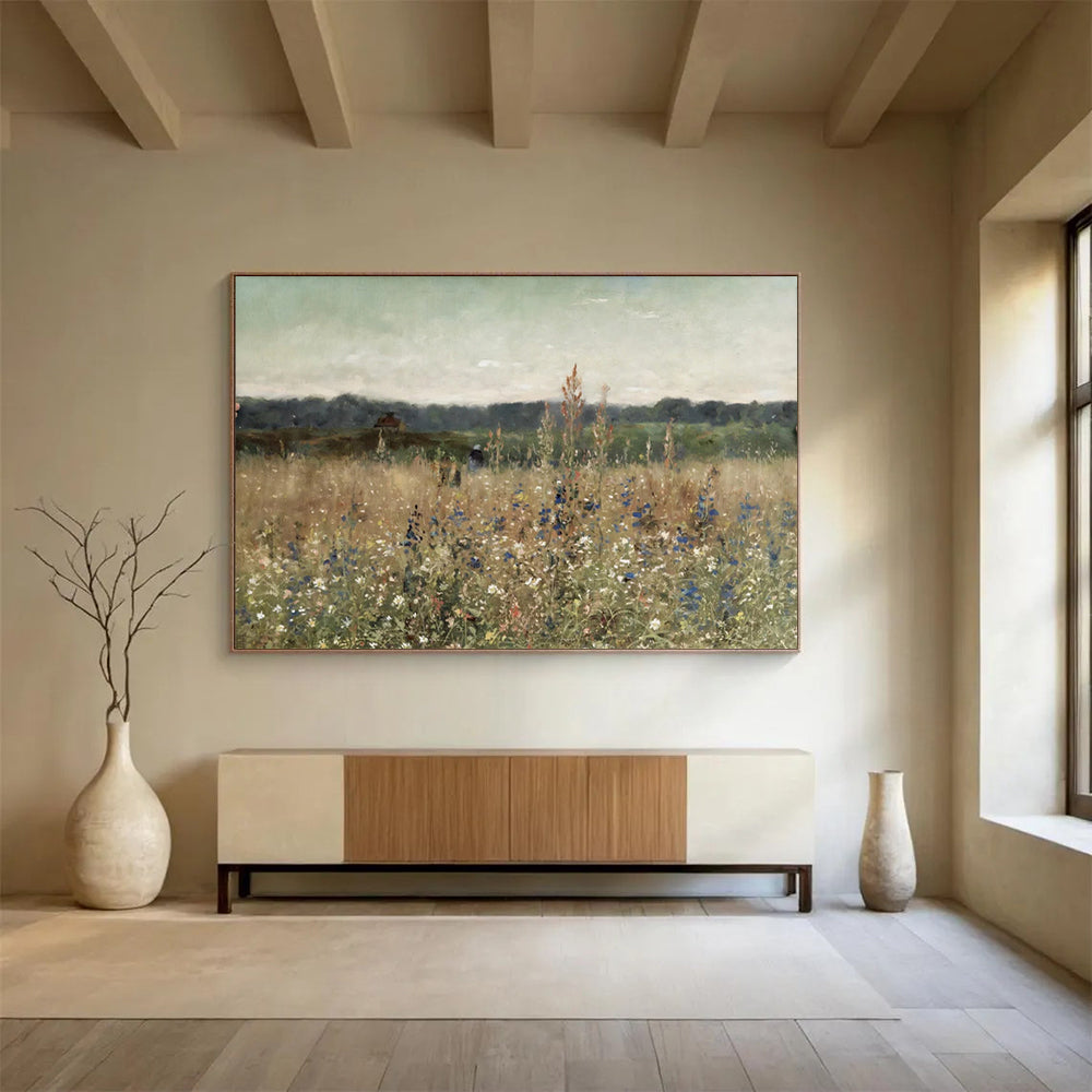 “Tranquil Wildflower Meadow” - Impressionistic Oil Painting on Canvas PT1486