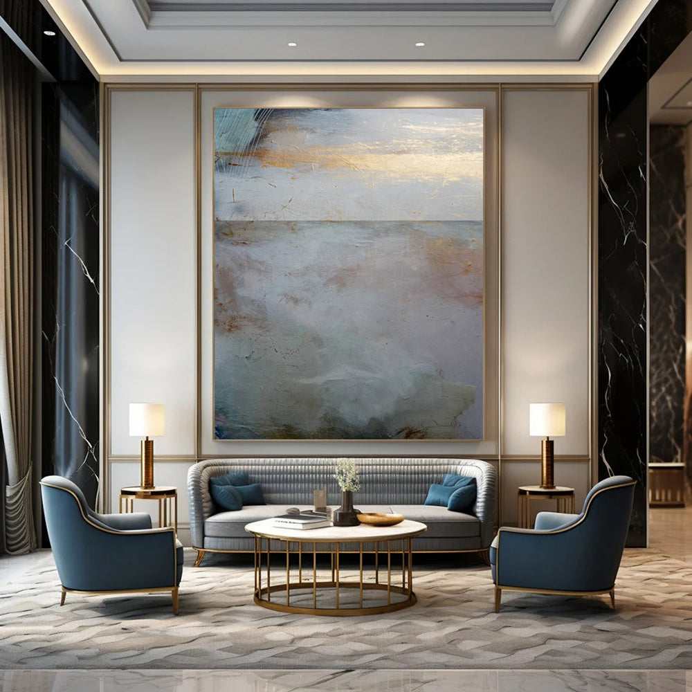 “Ethereal Coastal Horizon” - Soft Tones & Subtle Textures Painting On Canvas DS173