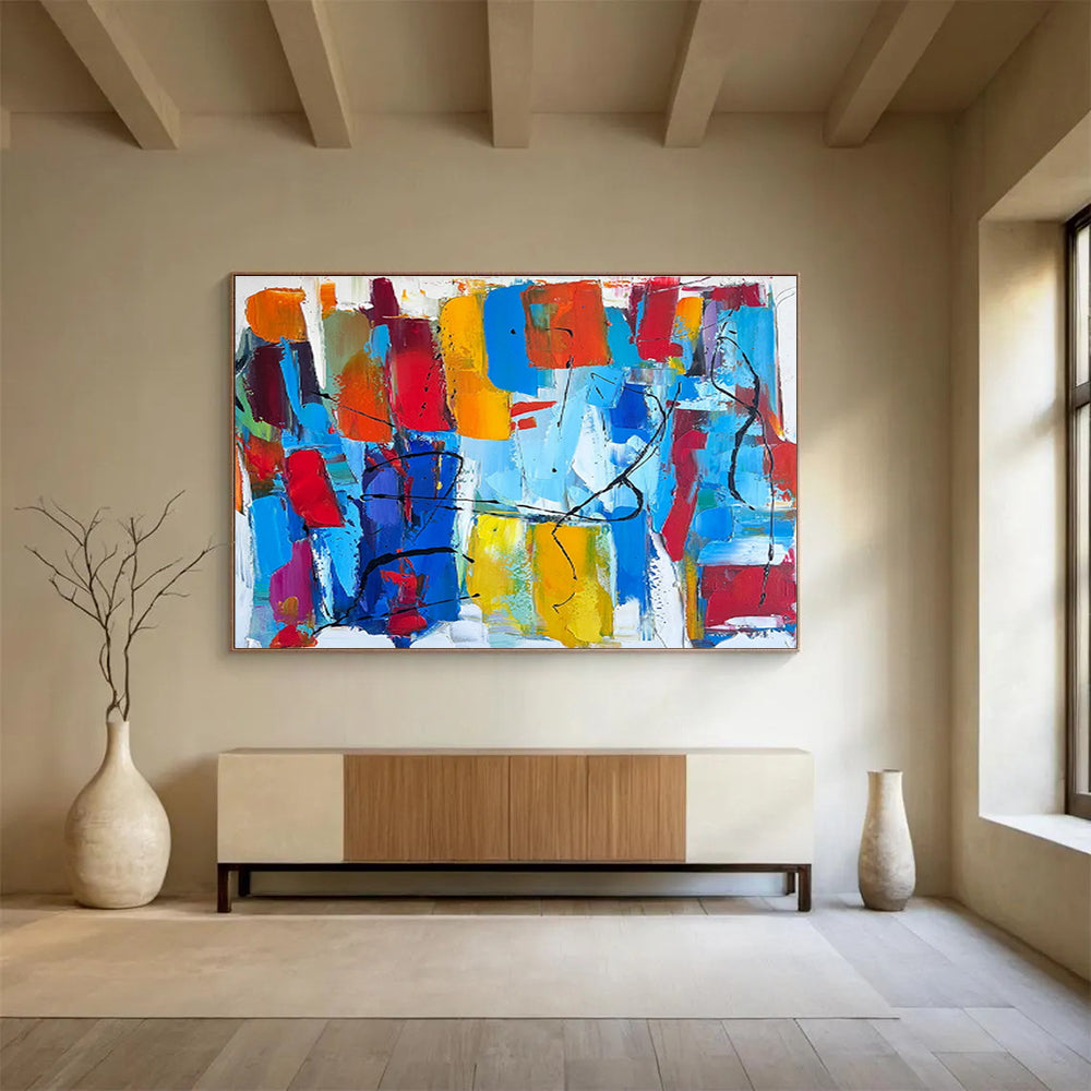 “Color Explosion Abstract” - Vibrant Abstract Painting, Perfect for Creative Studio & Game Room DKS605