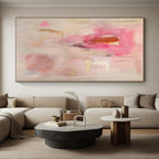 “Pink - Gold Abstract” - Pink, Beige, Gold Abstract Painting On Canvas PS0441