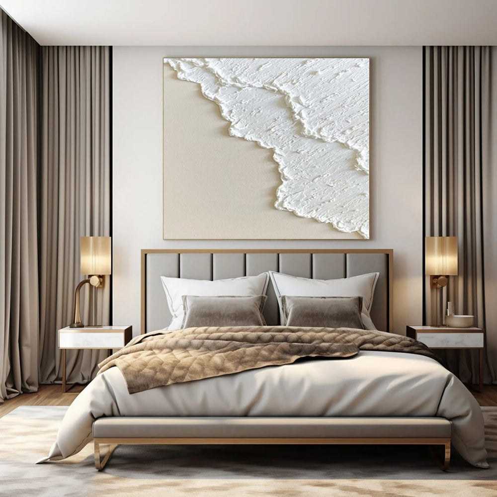 “White Textured Minimalist” - Serene Abstract Painting On Canvas PS0170
