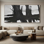 “Bold Black - White Abstract Brushstrokes” - Expressionistic Abstract Painting On Canvas PS0266