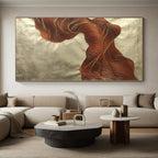 “Brown - Gold Abstract Flowing Ribbons” - Opulent Abstract Painting On Canvas PS0347