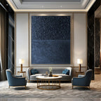 “Black - Dark Blue Minimalist” - Minimalist Abstract Painting On Canvas PT1247