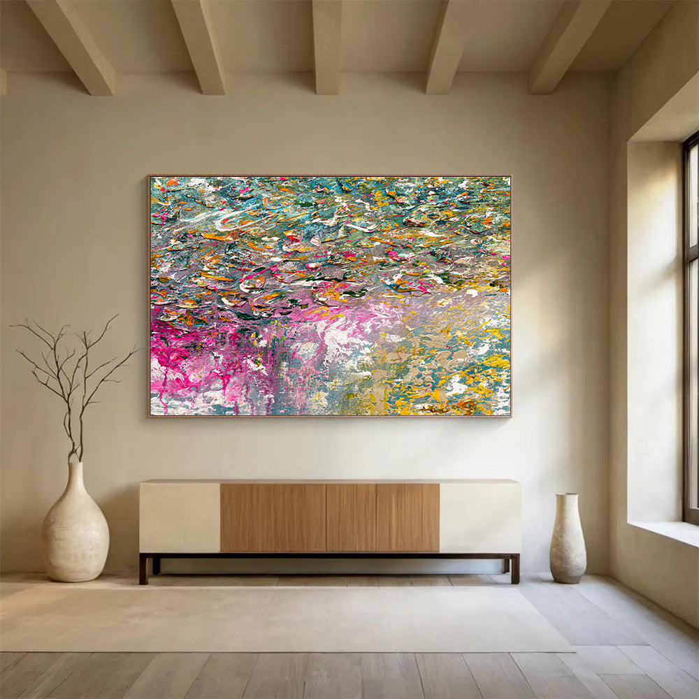 “Color - Drenched Textured Field” - Textured Oil Painting on Canvas DKS920