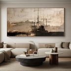 “Neutral Toned Abstract with Black Crossed Lines” - Geometric Abstract Painting On Canvas PS0272