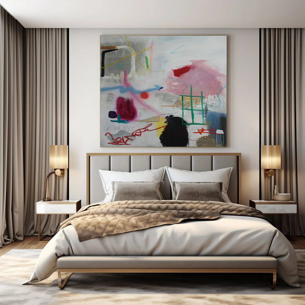 Colorful, Chaotic Strokes "Urban Sketchbook" Abstract Painting On Canvas PS1406
