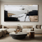 “Monochrome Abstract with Gold Accents” - Minimalist Abstract Painting On Canvas PS0255