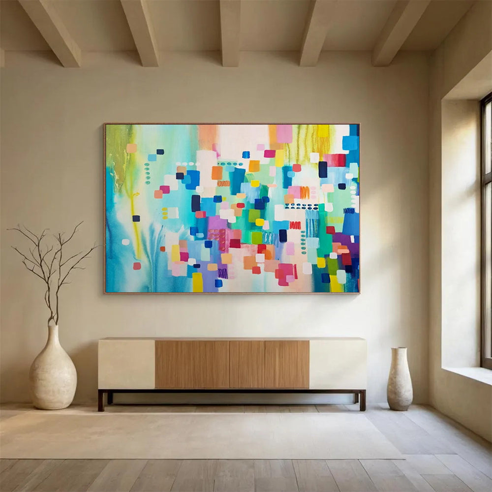 “Colorful Geometric Abstraction” - Hard - Edge Acrylic Painting on Canvas PT1497