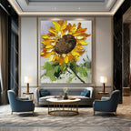 “Textured Sunflower Painting” - Impasto Oil Painting On Canvas PT2199
