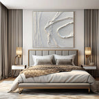White with Curved Textures "White Swirls" Abstract Painting On Canvas PS1348